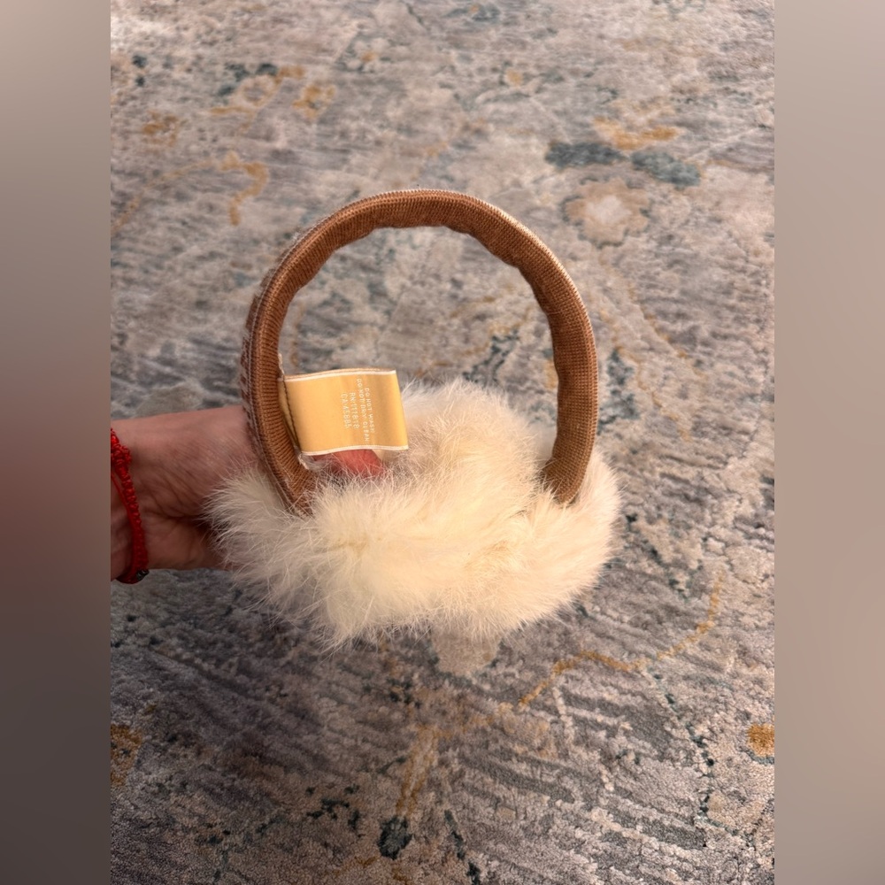 Michael Kors Beige and Cream Fur Ear Muffs - Picture 3 of 4